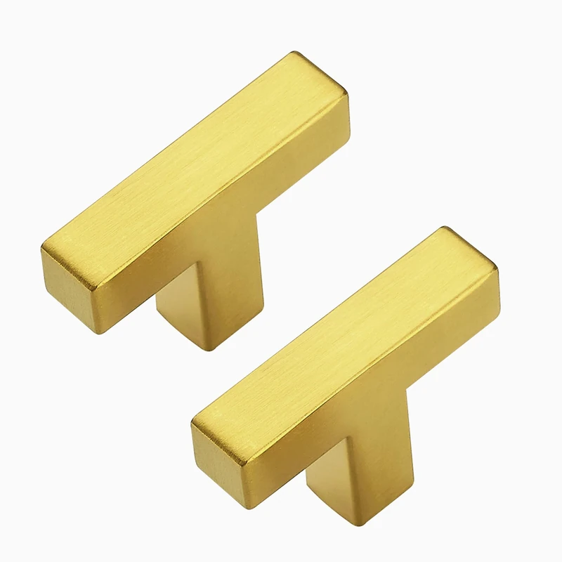 30 Pack Brushed Brass Cabinet Knobs, 2in Length Square Bar Drawer Pulls