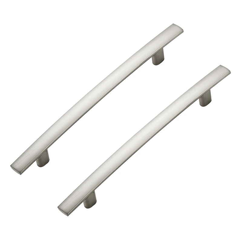 25 Pack Brushed Nickel Cabinet Handles, 5" Hole Center Curved Pulls