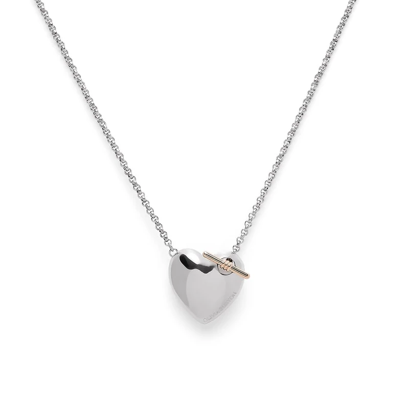 Olivia Burton Women's KNOT HEART Collection Necklace in Stainless Steel with a Heart Pendant - 24100031