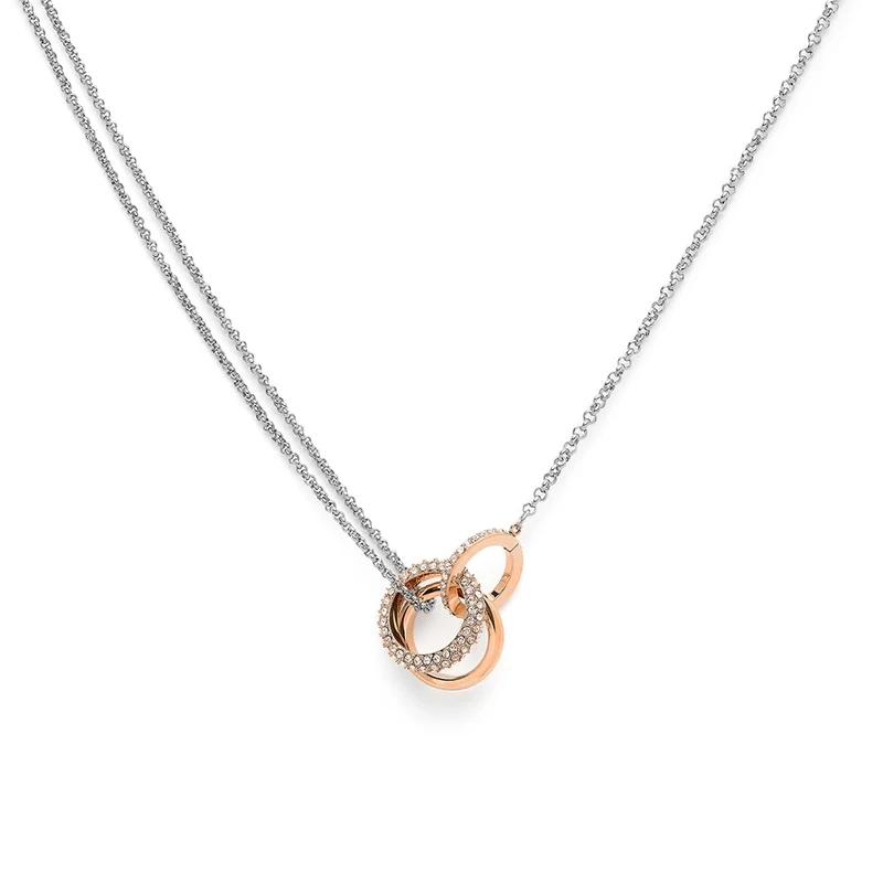 Olivia Burton Women's CLASSIC CRYSTAL INTERLINK Collection Pendant Necklace in Stainless Steel Embellished with Crystals - 24100003