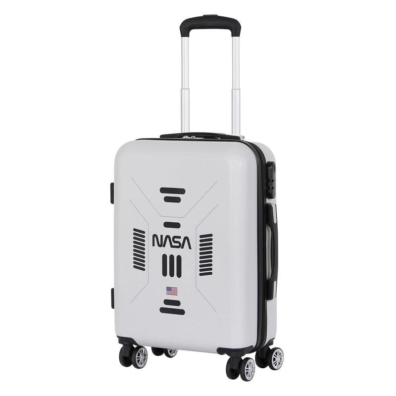 NASA Spaceship-ABS 4-Wheel Cabin Suitcase, White, 20 x 38 x 55cm, Capacity 27 L