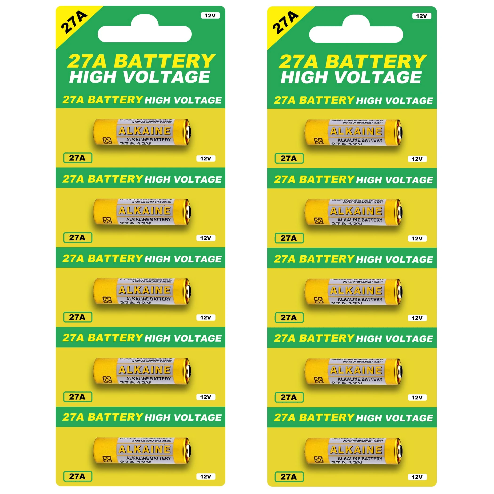 AJ Star 27A 12V Alkaline Batteries V27A LR27A MN27 L828 A27 12V Battery Pack of 10