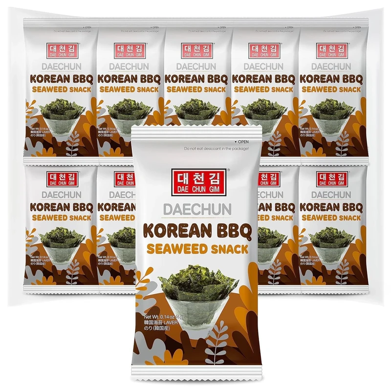 CHOI's 1(Daechun) Korean BBQ Seaweed Snacks - (20 Pack) - Keto, Gluten Free, Full of Fiber, Vitamin, Mineral, High protein snack, Healthy snack, Omega 3's - Product of Korea