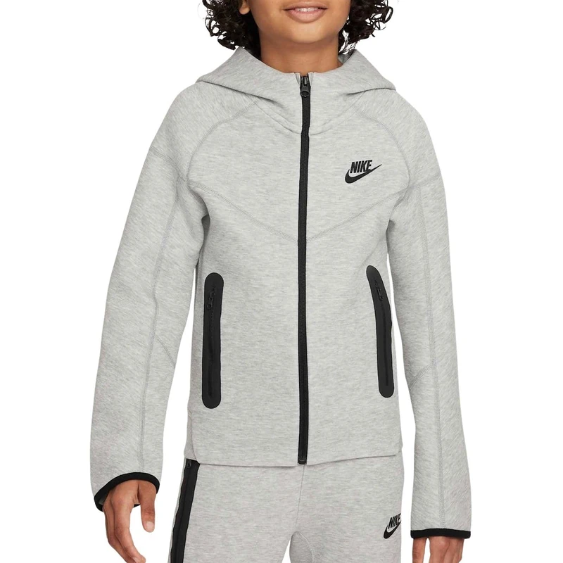Nike Boys Tech Fleece Jacket, Dk Grey Heather/Black/Black, 8-10 Years EU