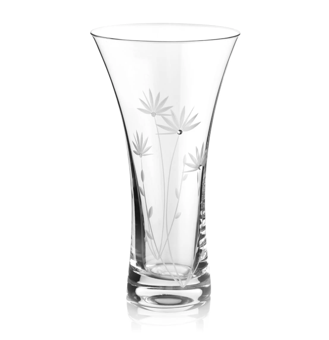 DIAMANTE Swarovski Trumpet Shaped Vase "Bloom" - Hand Cut Flower Decoration with Swarovski Crystals - 21cm tall in gift box