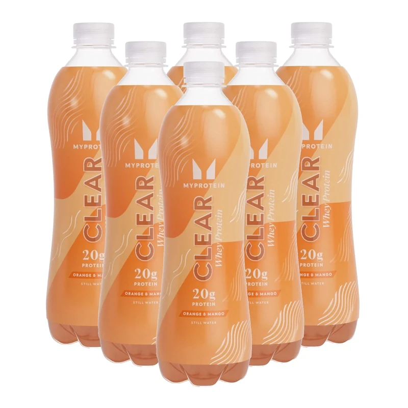 Myprotein Clear Whey Protein Drink – Orange & Mango | 20g Whey Isolate | Zero Sugar & Fat | Ready-to-Drink High-Protein Juice | 6 x 500ml Bottle