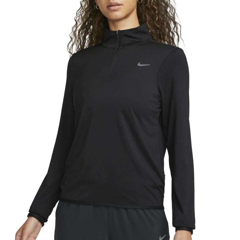 NIKE FB4316-010 W NK SWIFT ELMNT DF UV HZ TOP Sweatshirt Women's Black/Reflective Silv Size M