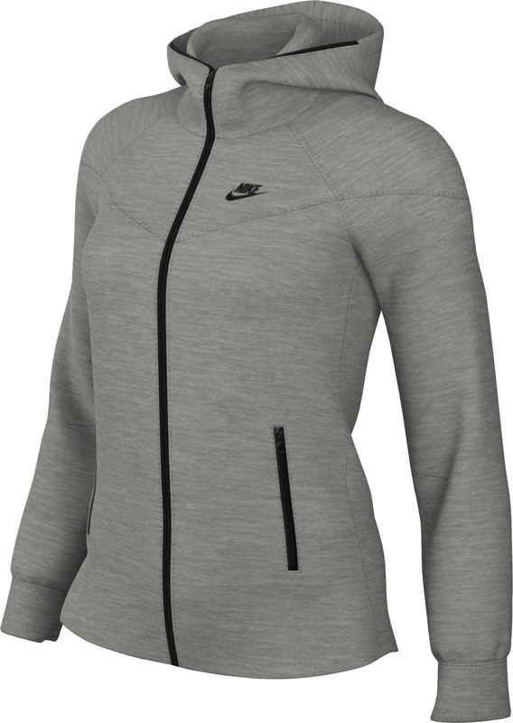 Nike FB8338-063 Sportswear Tech Fleece Windrunner Sweatshirt Women's DK GREY HEATHER/BLACK Size 2XL