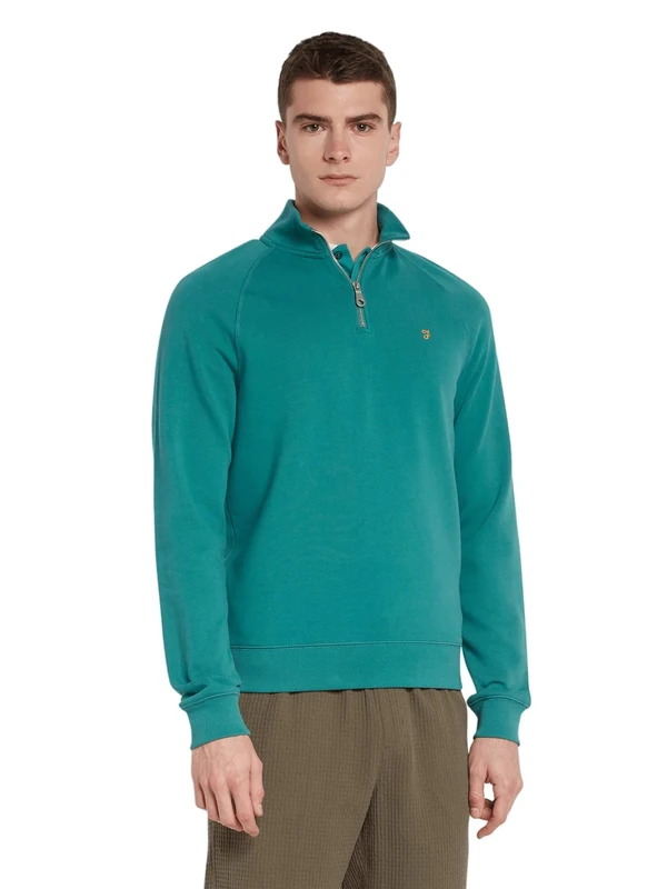 Farah Mens Zip Jumper Mallard Green XS
