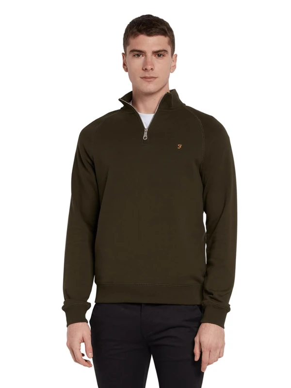 Farah Mens Jim 1/4 Zip Sweatshirt, Evergreen, S UK