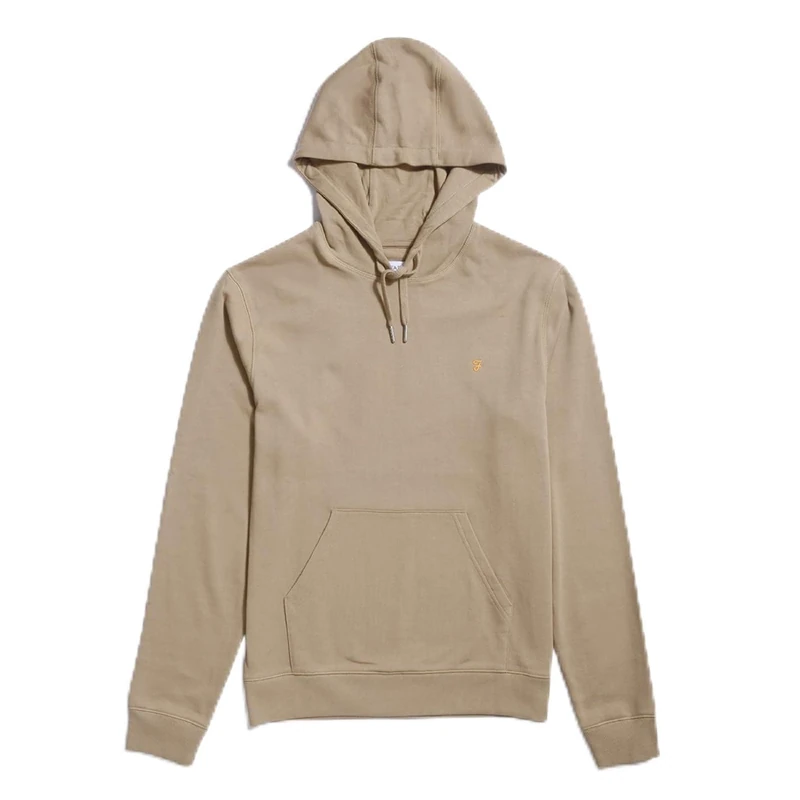 Farah - Men's Hoodie, Zain Drawstring Hoodie, Organic Cotton, Long Sleeve, Slim Fit Sweatshirt with Front Pocket, Beige, L