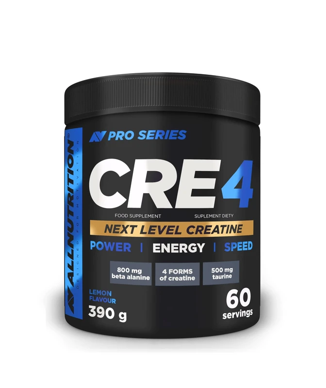 ALLNUTRITION Cre4 Creatine Mix Powder - Creatine Monohydrate, Creatine Malate, Creatine Hydrochloride, Creatine Citrate - Performance Boost and Muscle Recovery - 390g - Lemon