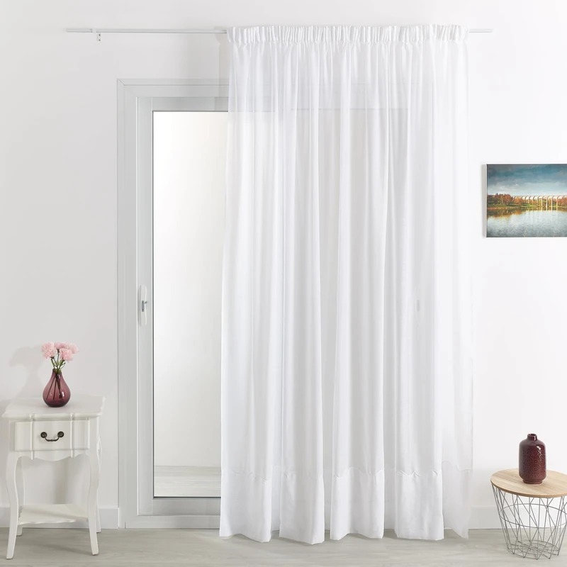 HomeMaison.com Cornely Plain Net Curtain 420 x 240 cm White