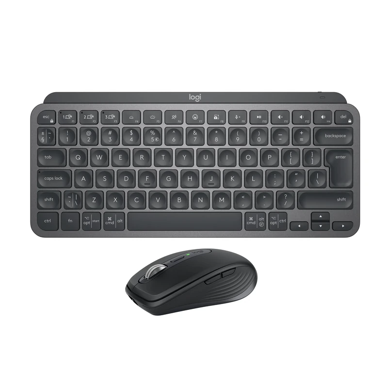 Logitech MX Keys Mini Keyboard + MX Anywhere 3S Wireless Mouse - Fluid Typing, Backlit Keys, Fast Scrolling, USB-C, Bluetooth, Compact, Multi-OS Compatible, QWERTY UK English - Graphite