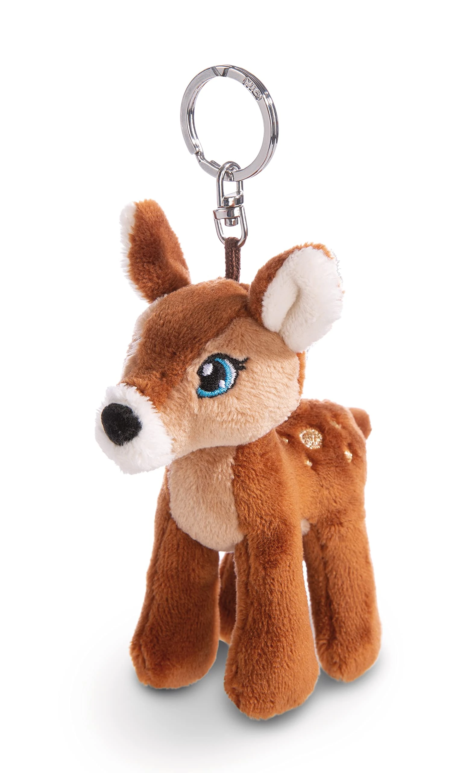 Nici 49200 Reh Keyholder Fawn Mala Magic 10cm Brown-Sustainable Companion Cuddly Animal Pendant Lanyard, Ring & Key Holder