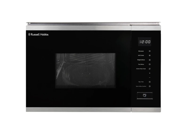 Russell Hobbs Built in 20 Litre Touch Control Digital Microwave with Grill, Defrost Setting, 5 Power Levels, 8 Autocook Settings, Stainless Steel, 1 Year Guarantee RHBM2002SS