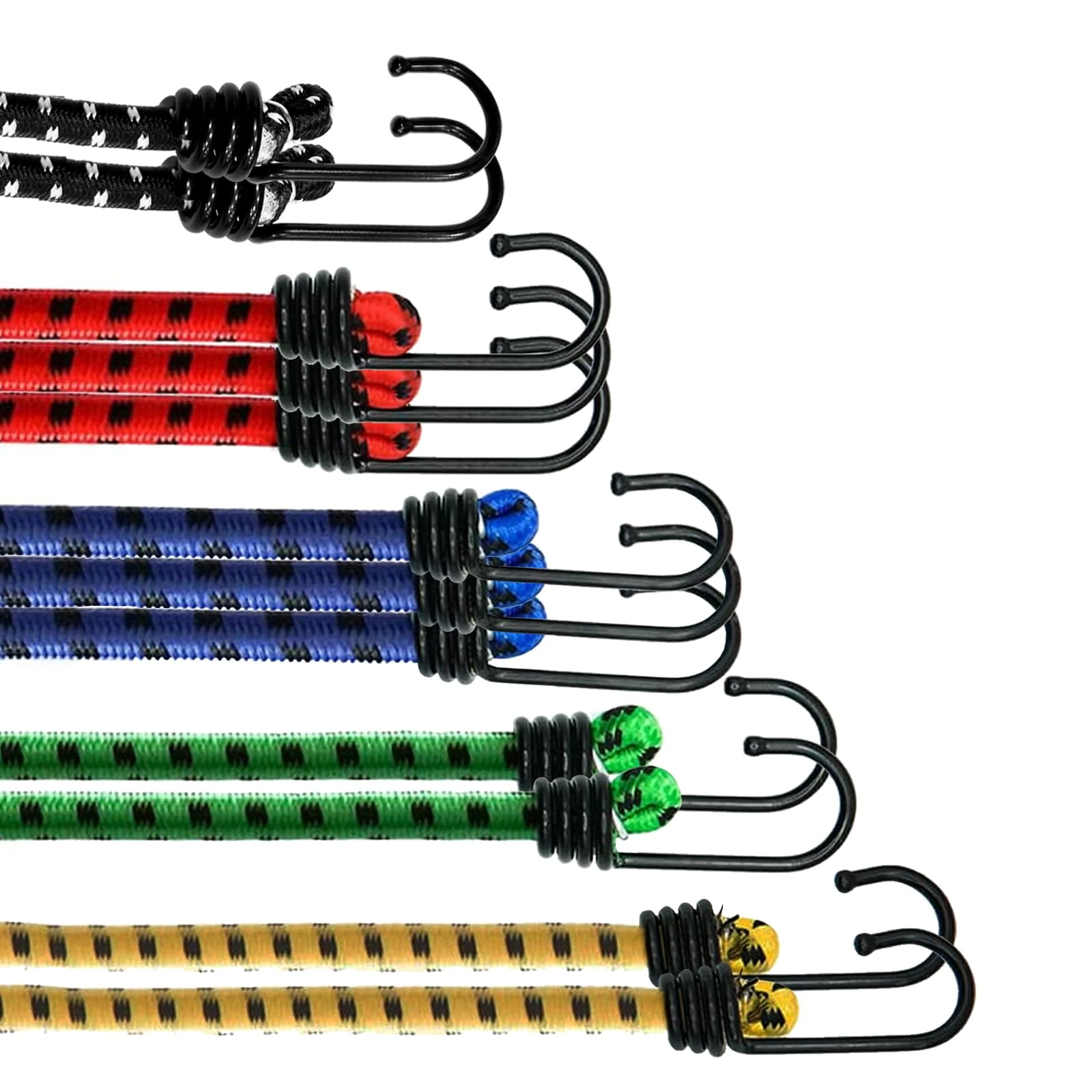ANSIO Bungee Cords with Hooks Assorted Pack of 12 Elastic Bungee Straps – UV-Resistant Ideal for Securing Luggage, Racks,Camps, Motorcycle, Tarps,Garden Furniture,Hand Truck,DIY Storage Multi-Purpose