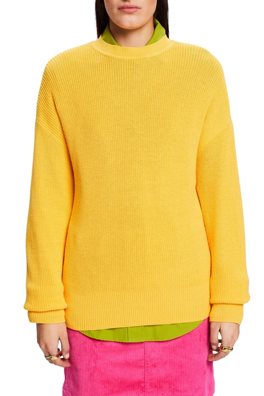 ESPRIT Women's 103EE1I343 Pullover Sweater, 750/YELLOW,