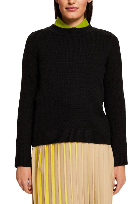 ESPRIT Women's 103EE1I355 Pullover Sweater, 001/BLACK,