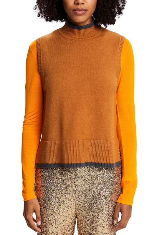 ESPRIT Women's 103EE1I307 Pullover Sweater, 239/CARAMEL 5,