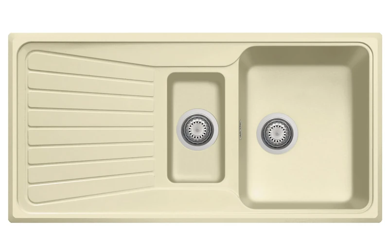 PLADOS SP0991 Built-in Kitchen Quartz Sink Large Tub Plus Small Tub Plus Dish Drainer - Champagne