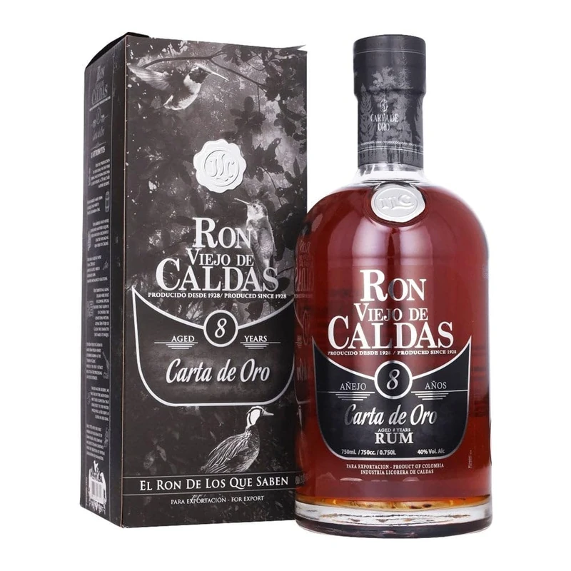 Ron Viejo De Caldas 8 Year Old Rum - Ideal Taste For The Most Refined Palates | 40% ABV | 750ml | A Smooth and Velvety Rum With Rich Vanilla, Caramel, and Oak Notes.
