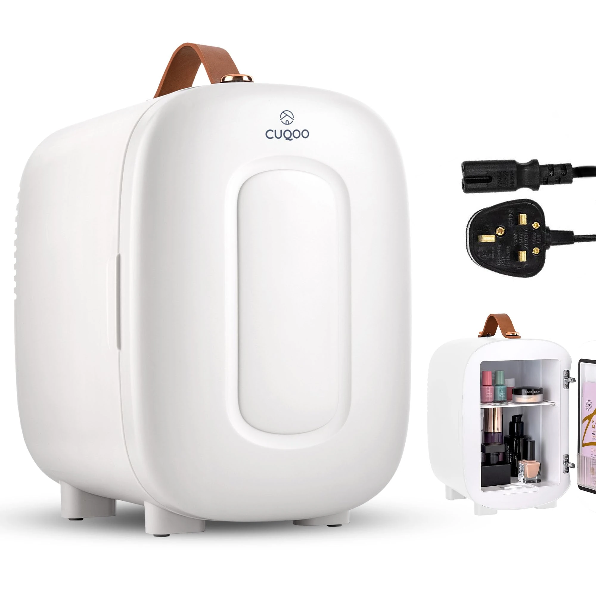 CUQOO Mini Fridge 4 Litre - Quiet AC/DC Portable Cooler & Warmer for Drinks, Skincare, Food, Compact Tabletop Design for Bedrooms, Home, Caravans & Cars, Thoughtful Gift Idea