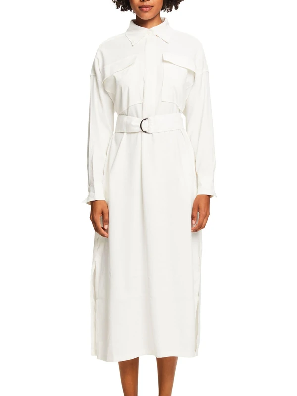 ESPRIT Women's 103EE1E348 Dress, 110/OFF White, S