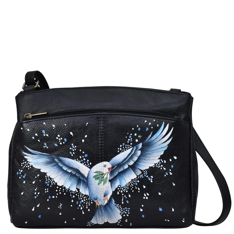 Anna by Anuschka Medium Crossbody, Peace and Love, One Size