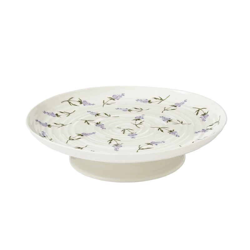 Portmeirion Sophie Conran Lavandula Footed Cake Plate | 12-Inch Porcelain Cake Stand | White Round Dessert Stand | Cupcake Stand for Birthday Parties, Weddings, & Baby Shower