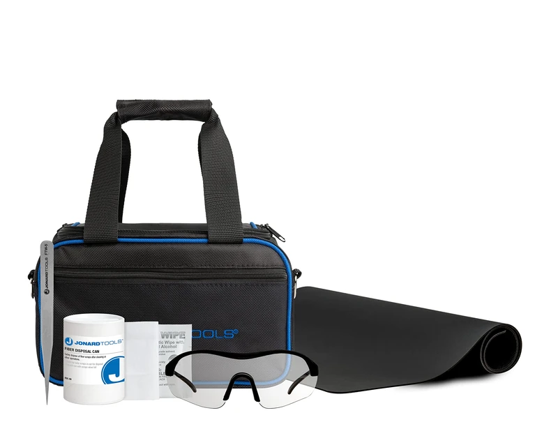 Jonard Tools FSK-5 Fiber Optic Safety Kit with Work Mat, Tweezers, Trash Can, Wipes, Safety Glasses, and Carrying Case
