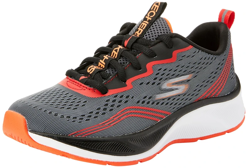 Skechers Boy's Elite Sport Pro Sneakers, Charcoal Textile Red Orange Trim, 11.5 UK Child