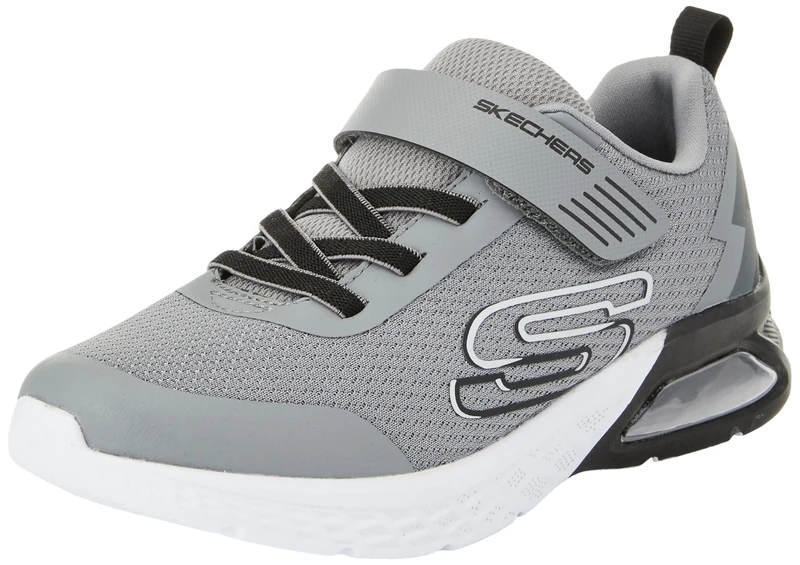 Skechers Boy's Microspec Max Ii Vodrox Sneakers, Gray Textile/Synthetic/Black Trim, 11.5 UK Child