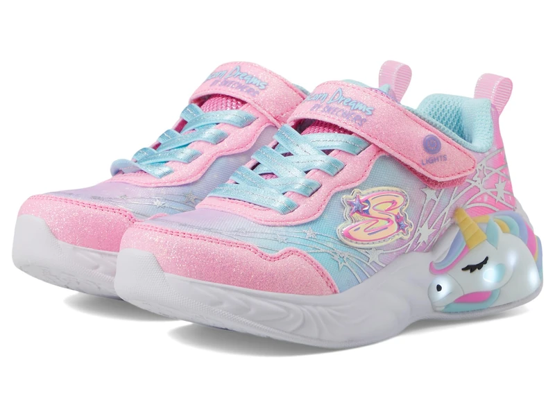 Skechers Girl's Unicorn Dreams Wishful Magic Sneakers, Pink Sparkle Mesh/Turquoise Trim, 1 UK Child