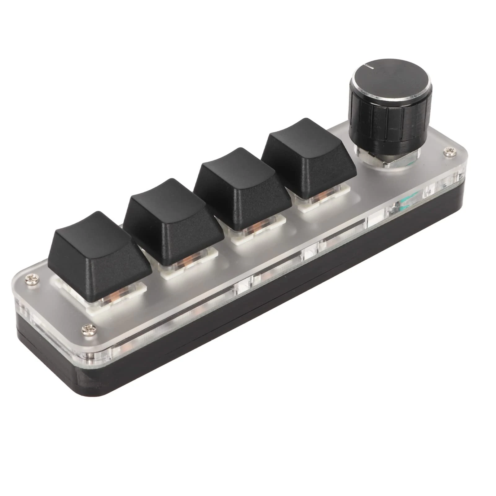 Zunate USB Mini 4 Key Macro Pad with Knob, RGB Backlight Mini DIY Programmable Macro Mechanical Keyboard, Multifunctional Shortcut Game Keypad, Supports Wired USB and Wireless BT