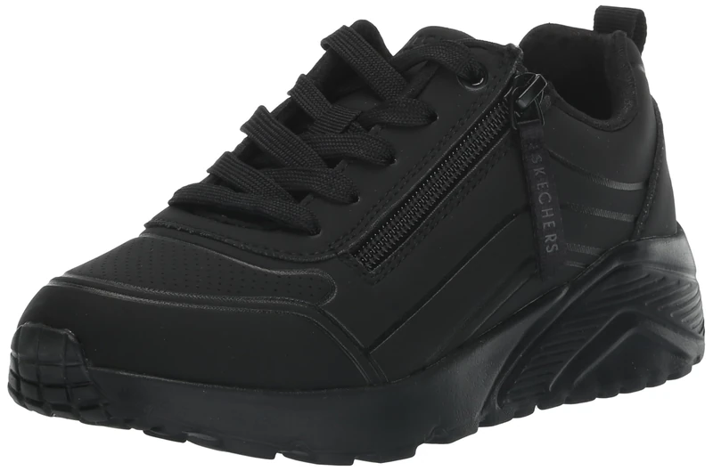 Skechers Girls' UNO Lite Easy Zip Trainer, Black, 9.5 UK Child