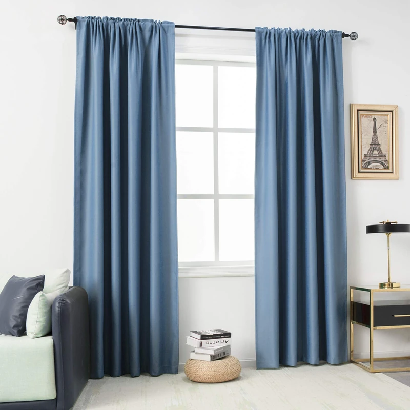 DUALIFE Dusty Blue Blackout Curtains for Bedroom Small Windows - 120 Inch Length Rod Pocket Thermal Insulated Block Out Soundproof Curtains for Living Room Set of 2 Panels (Light Dusty Blue 54x120)