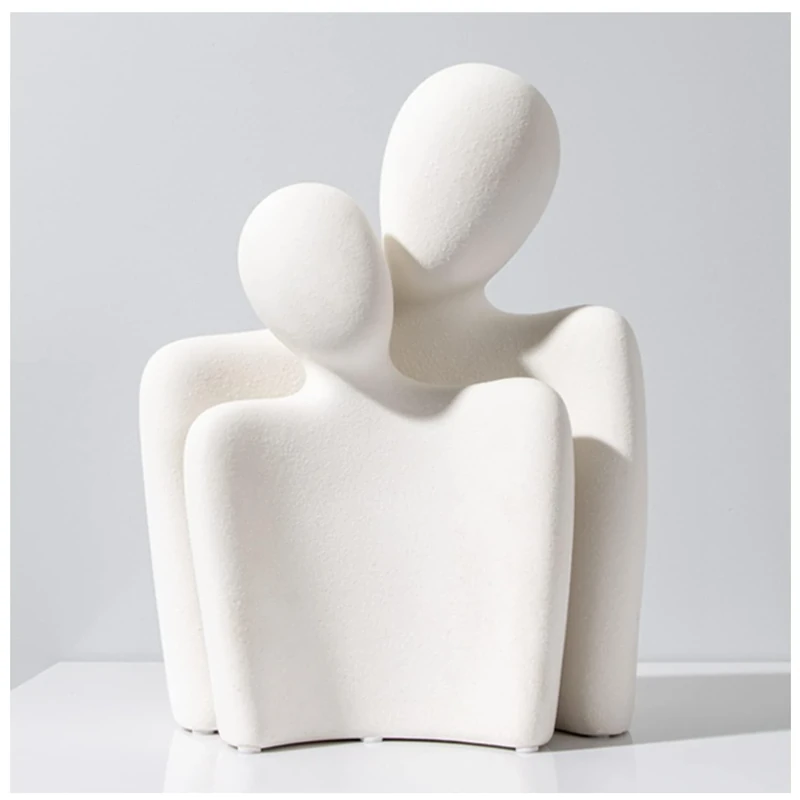Katoonx Hugging Couple Statues Ceramic Lover Figurine Embrace Characters (White)