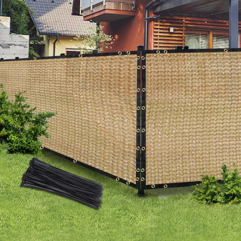 Sand 4FT X 50FT Outdoor Screen & Net Fence Mesh Shade Cover, Enhances Privacy for Patio, Freestanding