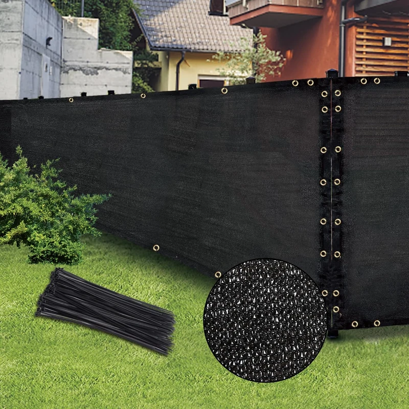Black 5FT X 50FT Outdoor Privacy Screen Fence & Mesh Shade Net Cover - Ideal for Garden & Backyard Privacy, Perfect for Patio Wall, Freestanding