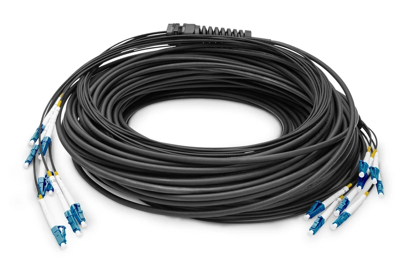 DIGITUS DK-2A338U075BK-BBB – Fibre Optic Cable OS2 – 75 m – LC (UPC) to LC (UPC) – 8 Fibres Breakout Cable – 1/10 Gbit/s – SM Singlemode Fibre Optic Cable – Fibre: G.657.A1 9/125 µ – Black - Image 1