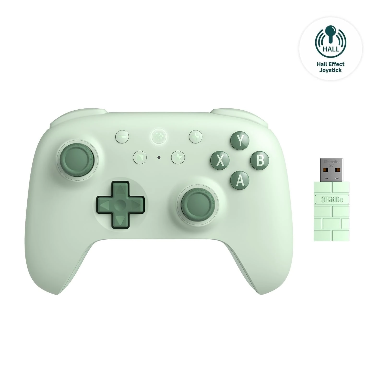 8Bitdo Ultimate 2C Wireless Controller for Windows PC and Android, with 1000Hz Polling Rate, Hall Effect Joysticks and Hall Triggers, and Remappable L4/R4 Bumpers, Turbo Function (Green)