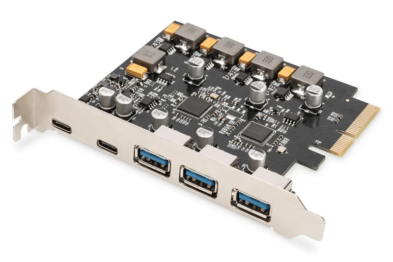 DIGITUS PCIe card 2x USB-C, 3x USB A