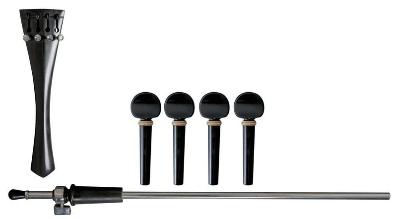 GEWA cello set, accessories set, spare parts set, tailpiece, cello spine with ebony pear, 4 pegs, ebony 4/4