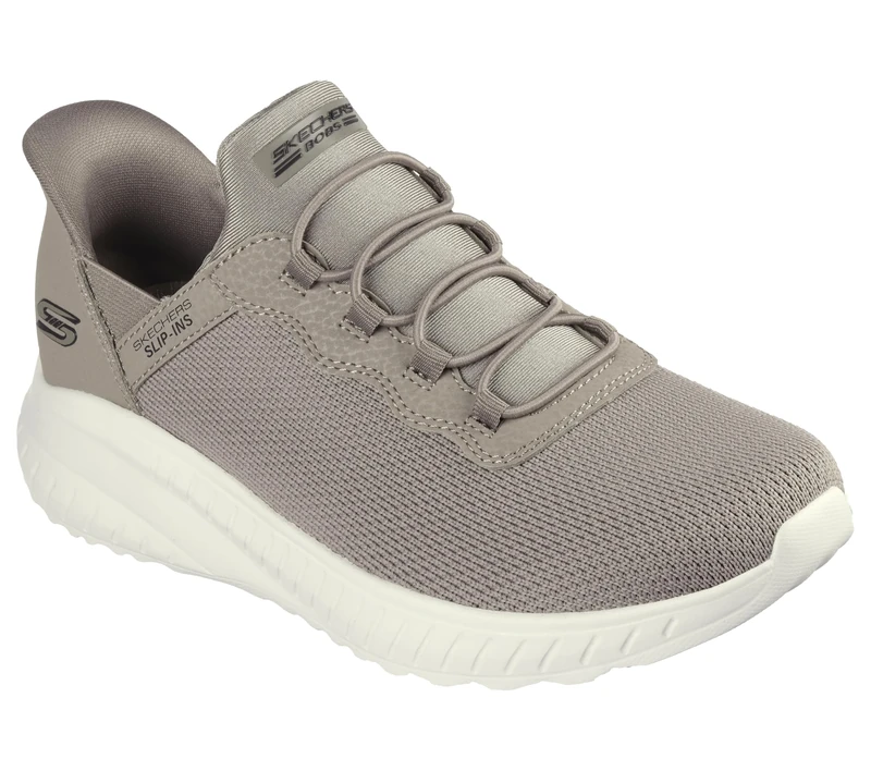 Skechers Womens Slip Ins: Bobs Sport Squad Chaos Trainers Taupe 4 (37)
