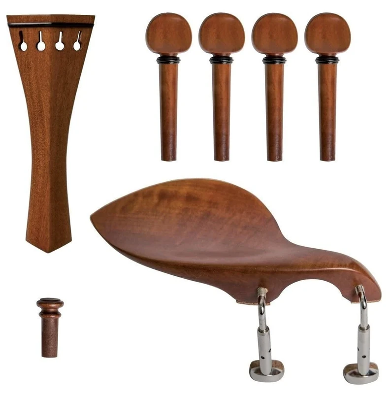 GEWA violin set, accessories set, spare parts set, tailpiece, chinrest, end knob, 4 pegs, boxwood, Guarneri chinrest model, 4/4