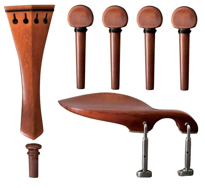 GEWA viola set, accessories set, spare parts set, tailpiece, chinrest, end knob, 4 pegs, boxwood, Guarneri chinrest model, 4/4