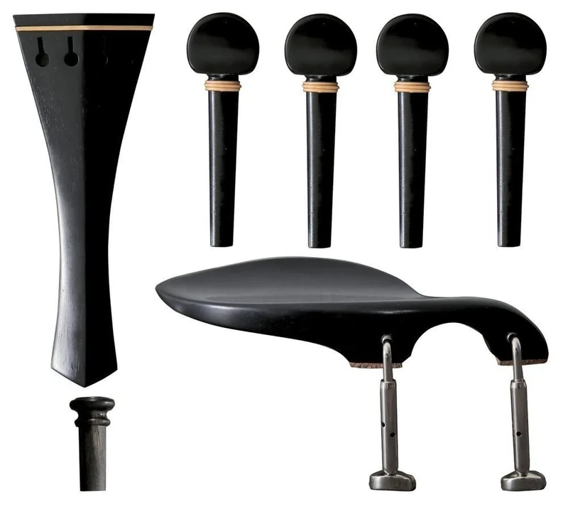 GEWA viola set, accessories set, spare parts set, tailpiece, chinrest, end knob, 4 pegs, ebony, chinrest model Guarneri, 4/4