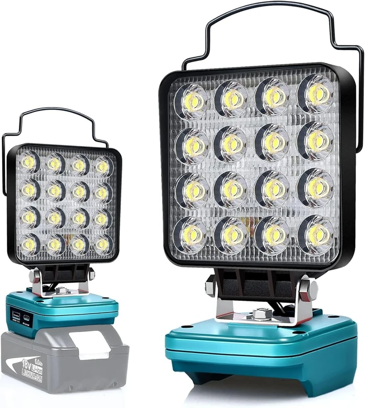 Cordless LED Work Light for Makita 18v Battery,Flood Lights for Makita Light 48W Compact Lighting,Portable Spotlight with Type C & USB Fast Charge PD 3.0/18W (No Battery)