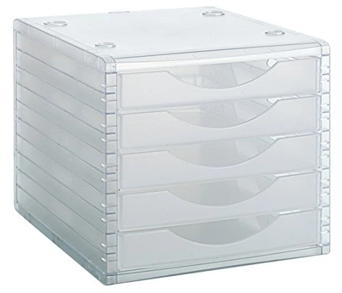 M-Office Freya 4005 Module with 5 Drawers, Translucent Colour, Made in Polystyrene, Suitable for DIN A4 Formats, Folios and Subfolders,